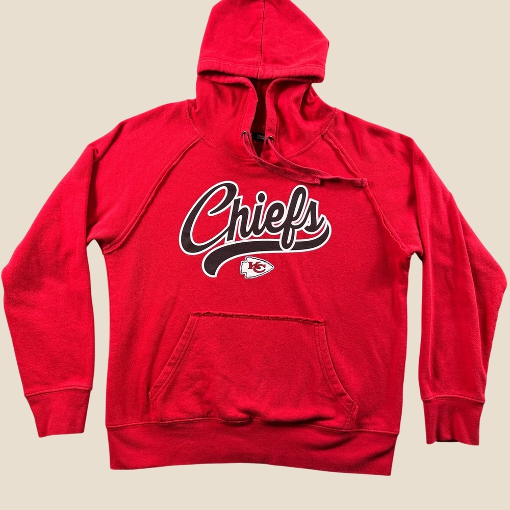 NFL Team Apparel Hoodie Men L Red Kansas City Chiefs Script Football Pullover